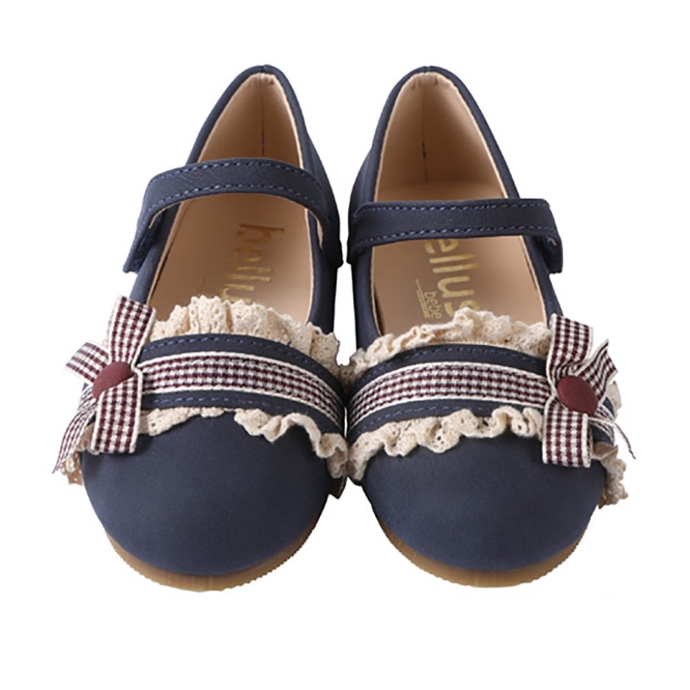 Girls Lace Mary Jane Casual Ballerina Navy Flats